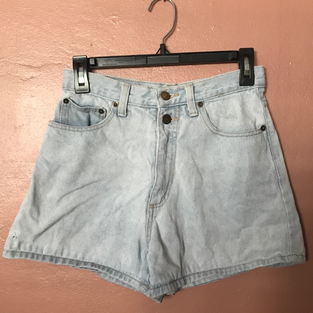 blue high waisted shorts